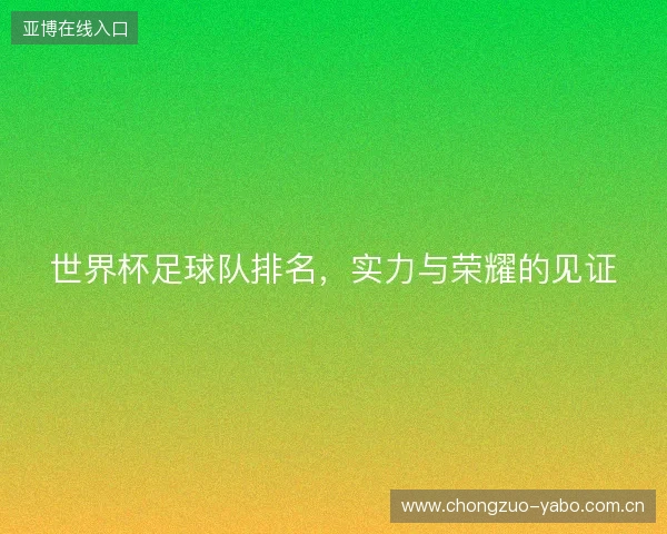 世界杯足球队排名，实力与荣耀的见证
